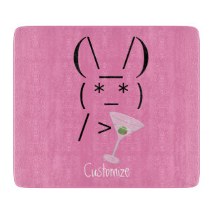 Cute Ascii bunny holding martini Thunder_Cove Cutting Board
