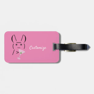 Cute Ascii bunny holding martini Thunder_Cove Luggage Tag