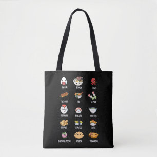 Cute Asian Food Kawaii Sushi Rice Fish Ramen Lover Tote Bag