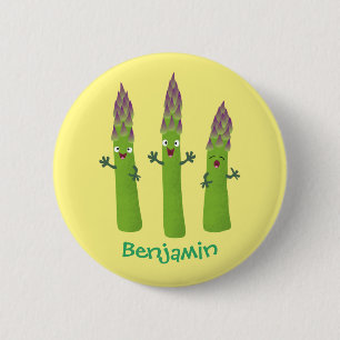 Cute asparagus singing vegetable trio cartoon 6 cm round badge