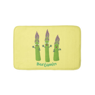 Cute asparagus singing vegetable trio cartoon bath mat