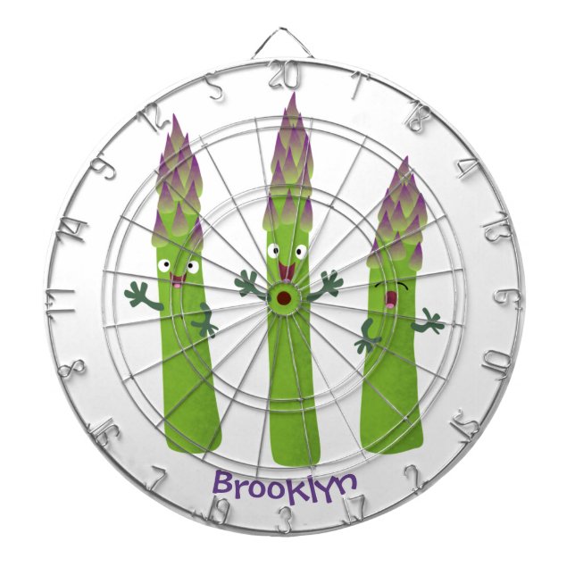 Cute asparagus singing vegetable trio cartoon dartboard (Front)