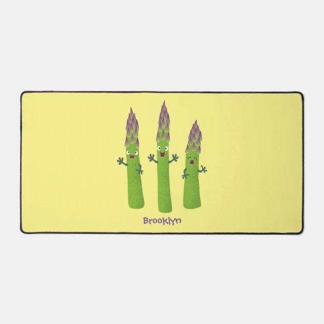 Cute asparagus singing vegetable trio cartoon desk mat (Front)