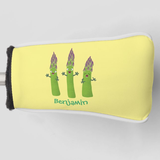 Cute asparagus singing vegetable trio cartoon golf head cover (Front)