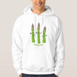 Cute asparagus singing vegetable trio cartoon hoodie