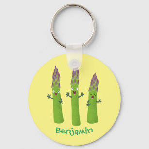 Cute asparagus singing vegetable trio cartoon key ring