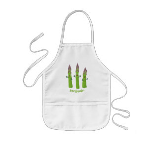 Cute asparagus singing vegetable trio cartoon kids apron