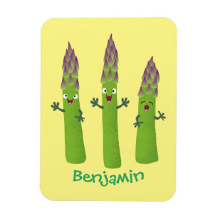 Cute asparagus singing vegetable trio cartoon magnet