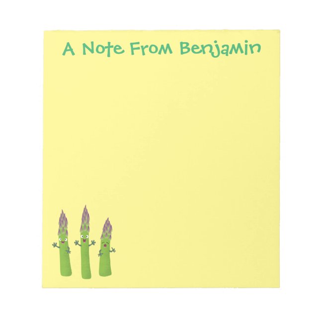 Cute asparagus singing vegetable trio cartoon notepad (Front)