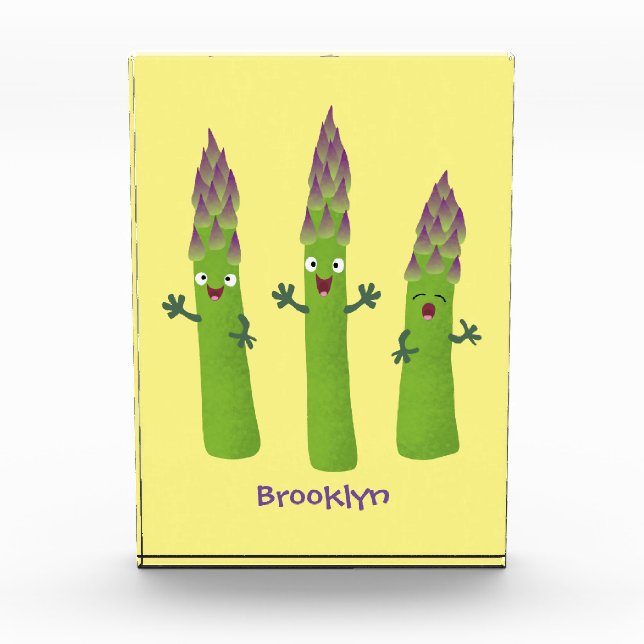 Cute asparagus singing vegetable trio cartoon photo block (Front)