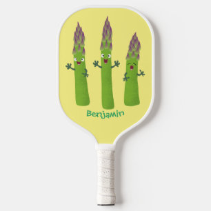 Cute asparagus singing vegetable trio cartoon  pickleball paddle