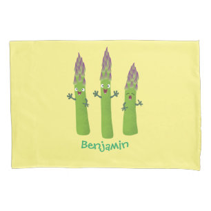 Cute asparagus singing vegetable trio cartoon pillowcase