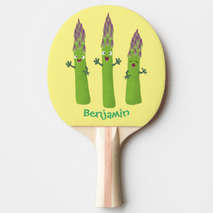 Cute asparagus singing vegetable trio cartoon ping pong paddle