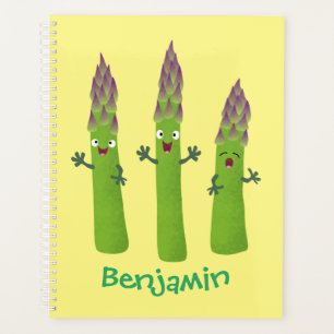 Cute asparagus singing vegetable trio cartoon planner