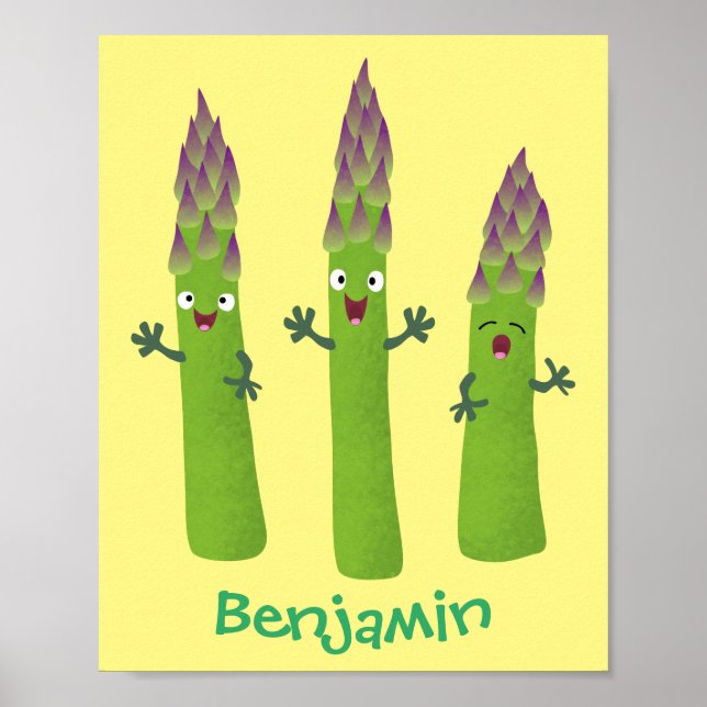 Cute asparagus singing vegetable trio cartoon poster (Front)