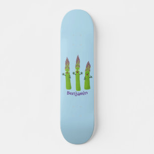 Cute asparagus singing vegetable trio cartoon skateboard