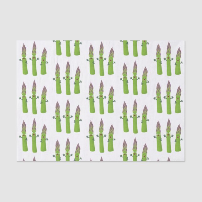 Cute asparagus singing vegetable trio cartoon tissue paper (Front)