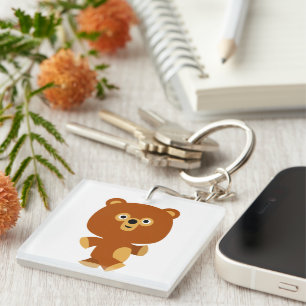 Cute Assertive Cartoon Bear Acrylic Keychain