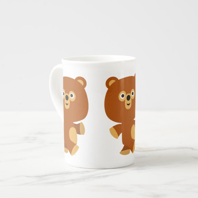 Cute Assertive Cartoon Bear Bone China Mug (Front Left)