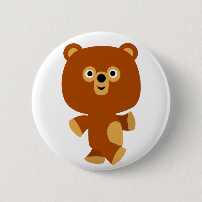 Cute Assertive Cartoon Bear Button Badge (Front)