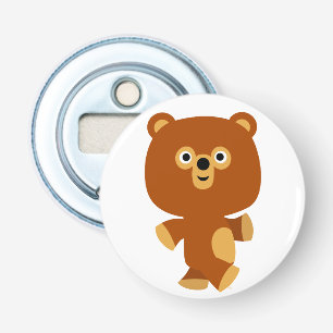 Cute Assertive Cartoon Bear Button Bottle Opener