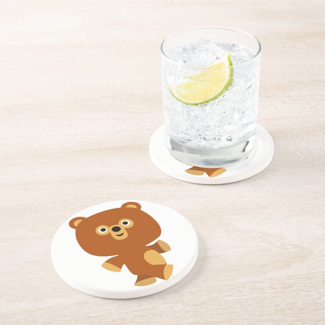 Cute Assertive Cartoon Bear Coaster (Side)