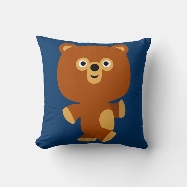 Cute Assertive Cartoon Bear Pillow (Front)