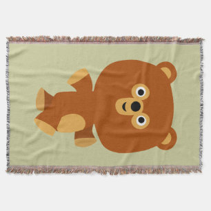 Cute Assertive Cartoon Bear Throw Blanket