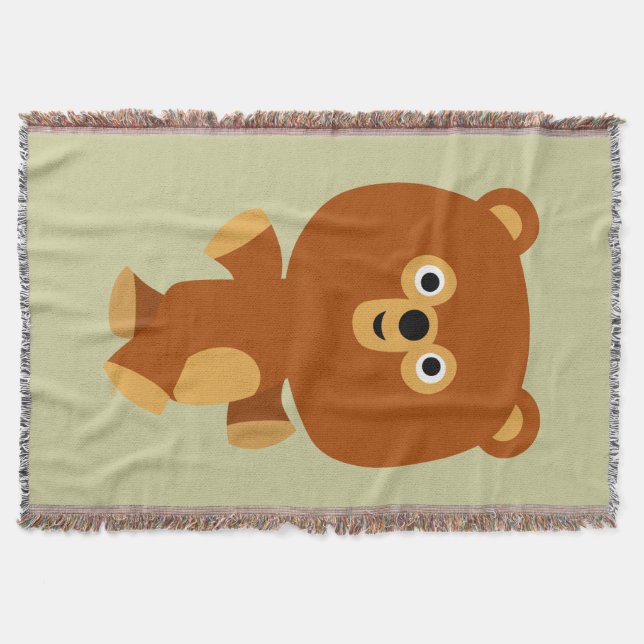 Cute Assertive Cartoon Bear Throw Blanket (Front)