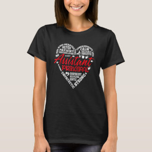 Cute Assistant Principal Teachers Cute Heart Back T-Shirt