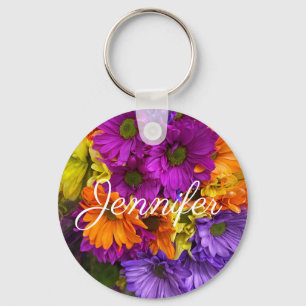Cute Assorted Flowers Key Ring