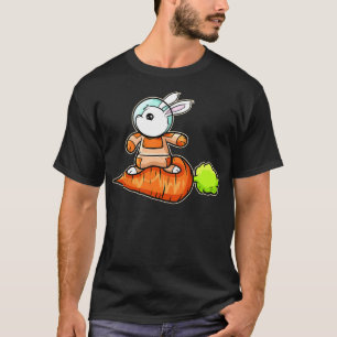 Cute Astrnaut Bunny Surfing On A Carrot On Easter  T-Shirt