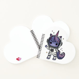 Cute Astro Unicorn Heart Notebook