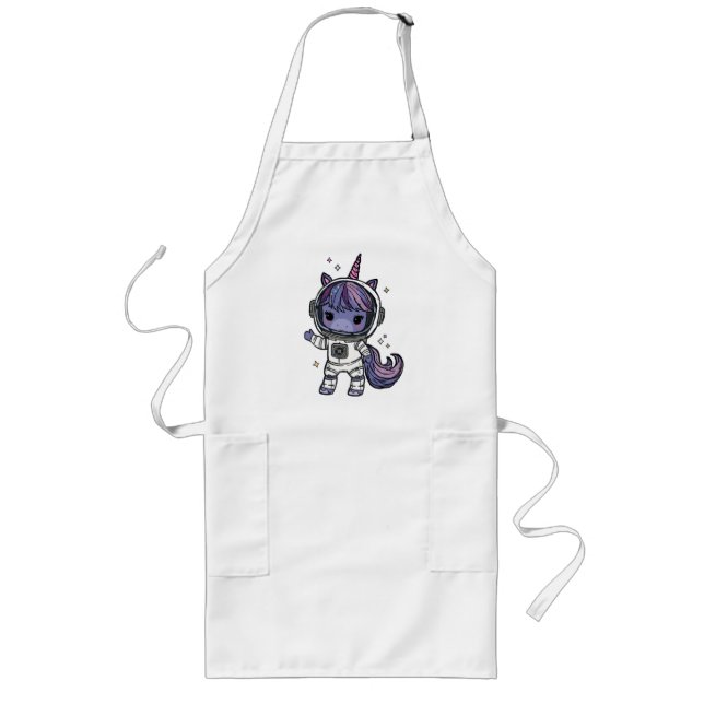 Cute Astro Unicorn Long Apron (Front)