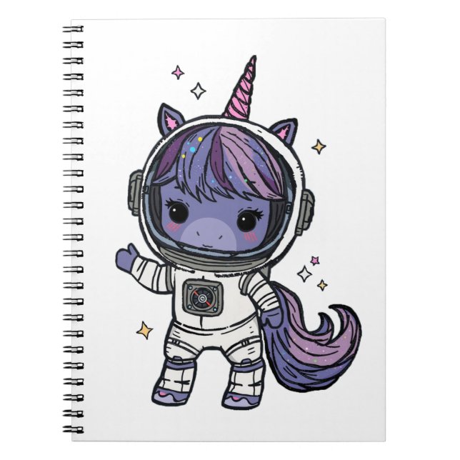 Cute Astro Unicorn Notebook (Front)