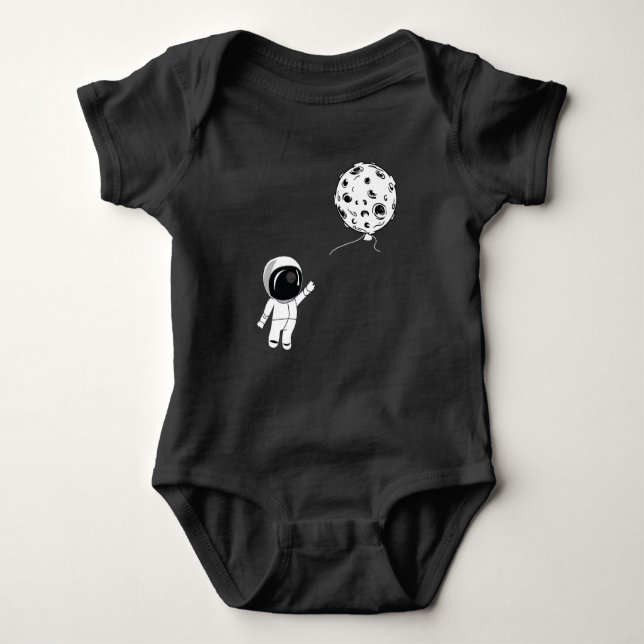 Cute astronaut and the moon baby bodysuit (Front)