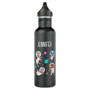 Cute Astronaut Animals Floating in Space 710 Ml Water Bottle
