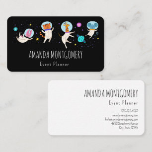 Cute Astronaut Animals Floating in Space Business Card