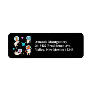 Cute Astronaut Animals Floating in Space Return Address Label