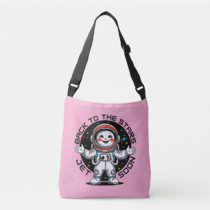 Cute astronaut back to the stars design crossbody bag