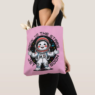 Cute astronaut back to the stars design tote bag