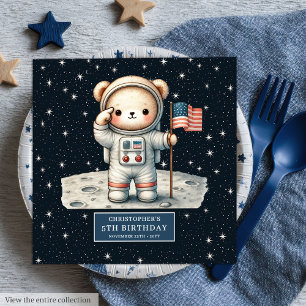 Cute Astronaut Bear Party Napkins Personalized Boy