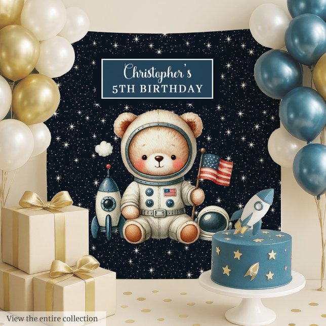 Cute Astronaut Bear Tapestry for Birthday Party (Cute Astronaut Bear Tapestry for Birthday Party)