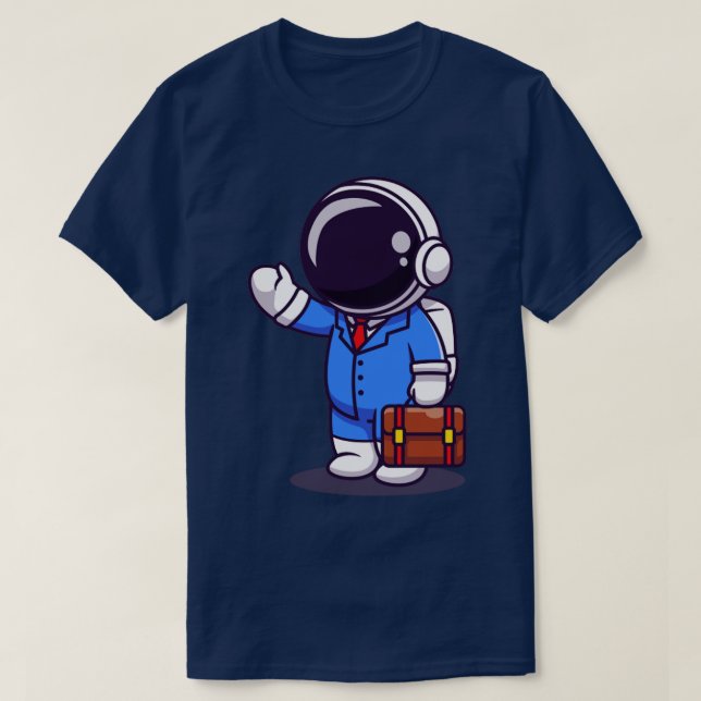 Cute Astronaut Businessman T-Shirt (Design Front)