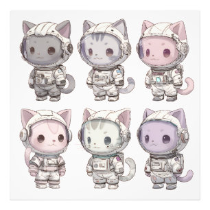 Cute Astronaut Cat Crew – Kawaii Space Cats Photo Print