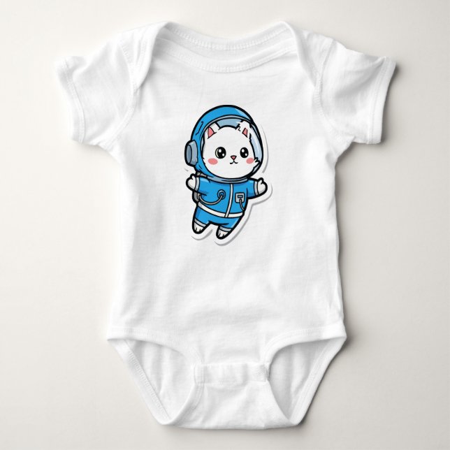Cute Astronaut Cat Custom Photo Baby Bodysuit (Front)