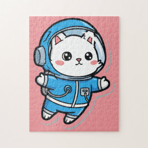 Cute Astronaut Cat Custom Photo Jigsaw Puzzle