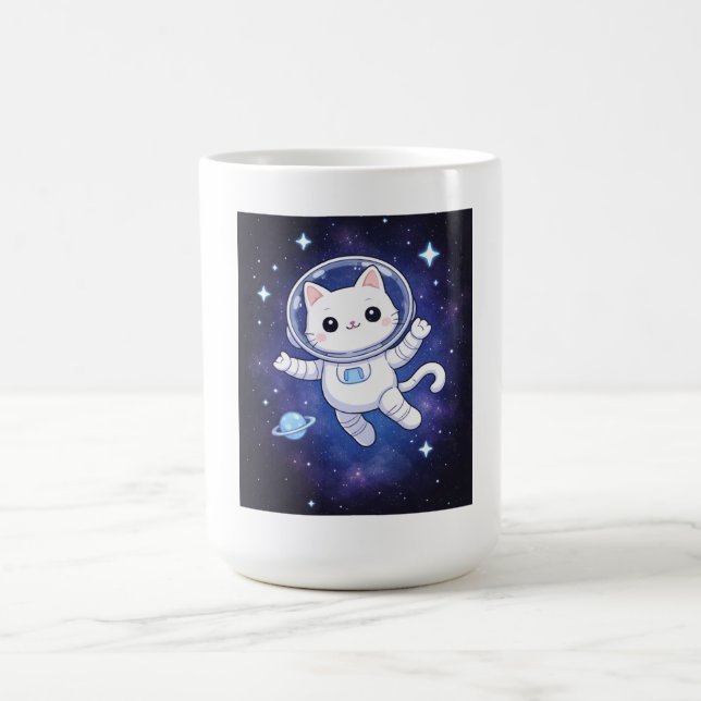 Cute Astronaut Cat in Space Coffee Mug (Center)