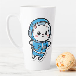 Cute Astronaut Cat Kawaii Latte Mug