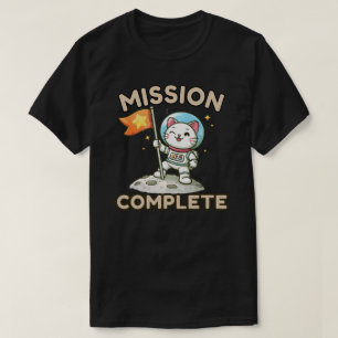 Cute Astronaut Cat Mission Complete Illustration  T-Shirt